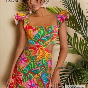 Tropical Cutout dress - Bright Multicolor